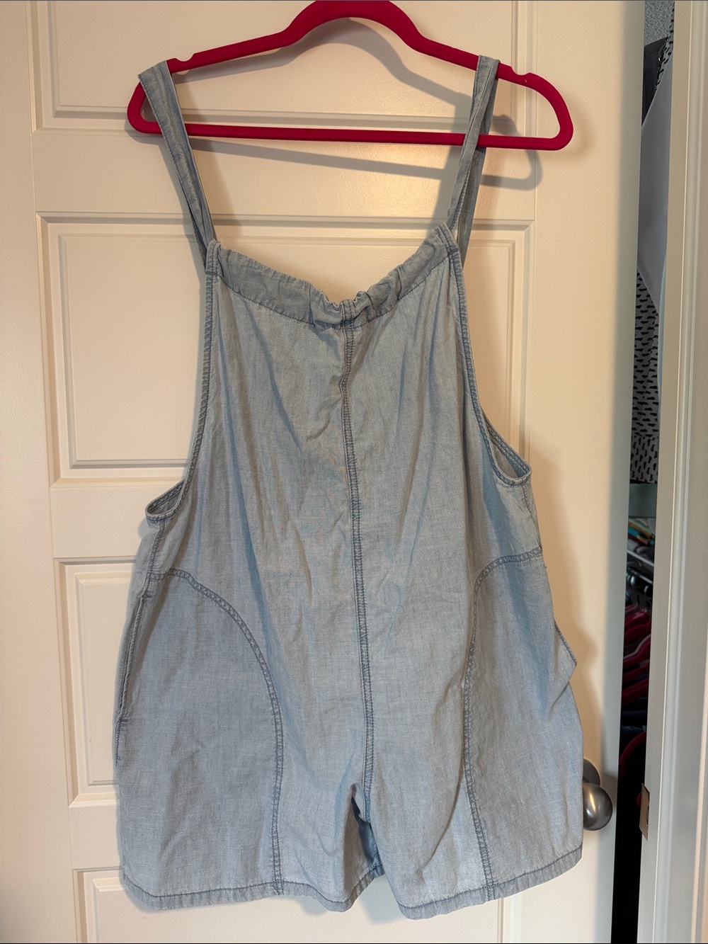 Light Blue Denim Romper with Adjustable Straps